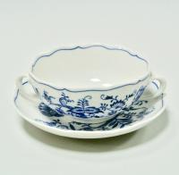 Бульонная чаша с блюдцем Фарфор "Синий лук" Dubi Чехословакия 1960