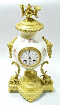 каминные часы бронза, фарфор Франция 1850-1890 гг.