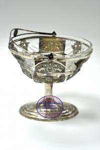 ваза-кубок серебро со стеклянной чашей в стиле ампир «Тройственный союз 1814 года»