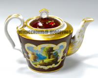 заварочный чайник «Живописное заведение Тимофея Кудинова», императорская Россия середина 19 века.